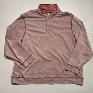 Tommy Bahama‎ Men's Casual Pink 1/4 Button Long Sleeve Shirt Size 2XL